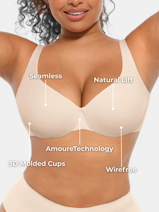 Unpadded Underwired Deep V-Neck Side Support Bra