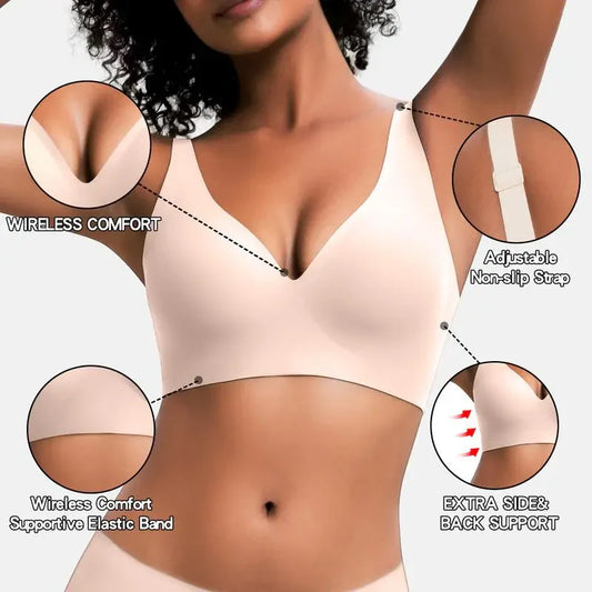 V-Neck Wireless Bra - Comfort & Lift for Women