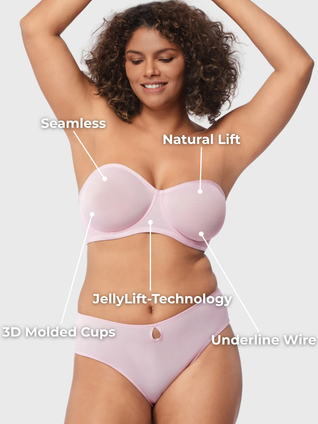 Bella Sheer Mesh Unlined Underwire Strapless Balconette Bra