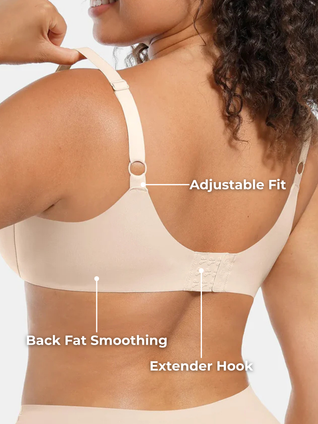 Unpadded Underwired Deep V-Neck Side Support Bra