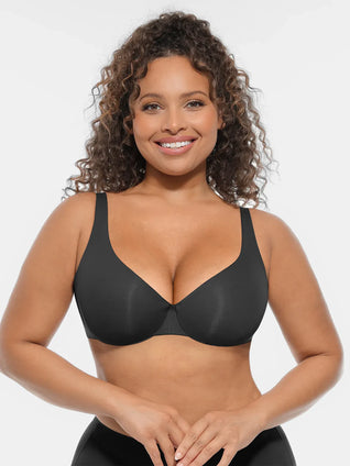 Unpadded Underwired Deep V-Neck Side Support Bra