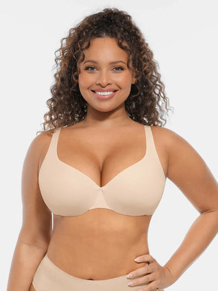 Unpadded Underwired Deep V-Neck Side Support Bra
